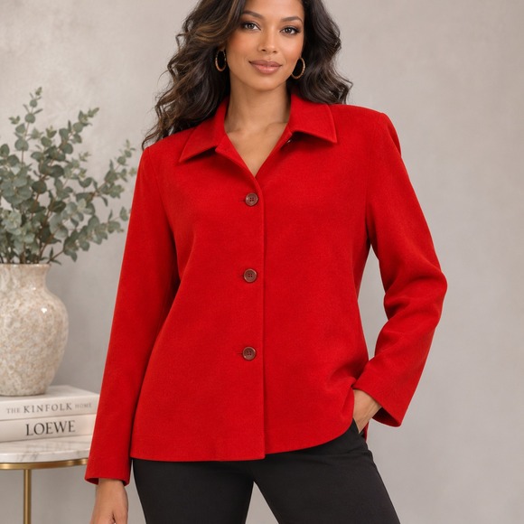 Harve Benard Jackets & Blazers - Vintage Harve Benard Red Satin Blazer Jacket Women's Size 10 Classic 90s Career